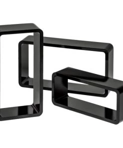 Tectake Étagères Lot De 3 étagères Murales Rectangle LEONIE Effet Noir