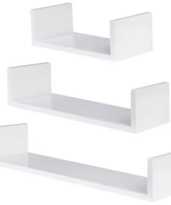 Tectake Étagères Lot De 3 Tablettes Murales LUISA Effet Blanc