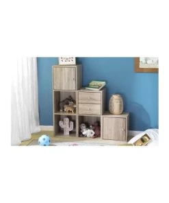 Casâme Étagères Meuble 3 Cases Avec Fond 32 X 30 X 94 Cm - Marron -Vaisseliers Soldes Magasin meuble 3 cases avec fond 32 x 30 x 94 cm marron 3