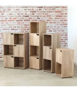 Casâme Étagères Meuble 4 Cases Décor Bois 2 Portes -Vaisseliers Soldes Magasin meuble 4 cases decor bois 2 portes 1