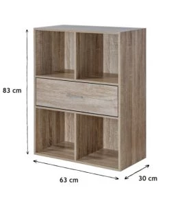 Casâme Étagères Meuble 4 Cases Décor Chêne Avec Grand Tiroir -Vaisseliers Soldes Magasin meuble 4 cases decor chene avec grand tiroir 2