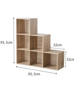 Casâme Étagères Meuble 6 Cases En Escalier - Marron -Vaisseliers Soldes Magasin meuble 6 cases en escalier marron 2