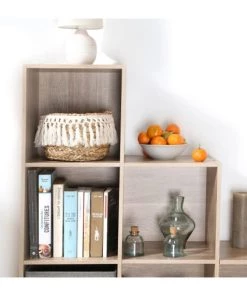 Casâme Étagères Meuble 6 Cases En Escalier - Marron -Vaisseliers Soldes Magasin meuble 6 cases en escalier marron 3