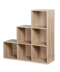 Casâme Étagères Meuble 6 Cases En Escalier - Marron -Vaisseliers Soldes Magasin meuble 6 cases en escalier marron 5