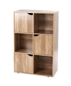 Casâme Étagères Meuble à 6 Cases Avec Trois Portes - Marron