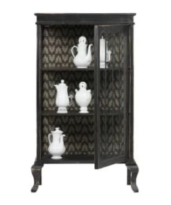 Bepurehome Vitrines Meuble De Rangement à Roulettes, Vitrine Métal Noir -Vaisseliers Soldes Magasin meuble de rangement a roulettes vitrine metal noir 3