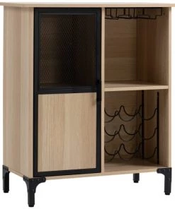 Homcom Étagères Meuble De Rangement Bouteilles Verre Style Industriel