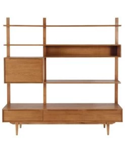 Maisons Du Monde Étagères Meuble TV étagère Vintage 3 Tiroirs 1 Porte En Chêne Massif