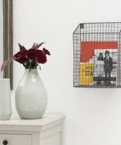 Maison Tilleul Étagères Porte-revues Mural Métal Grillagé Gris -Vaisseliers Soldes Magasin porte revues mural metal grillage gris 2