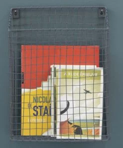 Maison Tilleul Étagères Porte-revues Mural Métal Grillagé Gris -Vaisseliers Soldes Magasin porte revues mural metal grillage gris 3