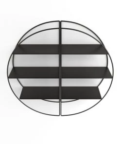 Potiron Paris Étagères Set De 2 étagères Murales En Métal Noir -Vaisseliers Soldes Magasin set de 2 etageres murales en metal noir 3