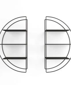 Potiron Paris Étagères Set De 2 étagères Murales En Métal Noir -Vaisseliers Soldes Magasin set de 2 etageres murales en metal noir 5