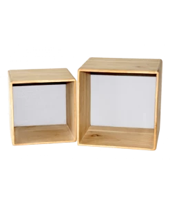 Saudara Collections Étagères Set De 2 Niches En Bois Massif Gris Et Bois Naturel