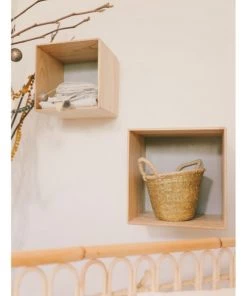 Saudara Collections Étagères Set De 2 Niches En Bois Massif Gris Et Bois Naturel -Vaisseliers Soldes Magasin set de 2 niches en bois massif gris et bois naturel 3