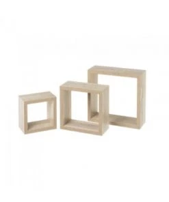Wadiga Étagères Set De 3 étagères Murales Carrées En Bois - 25x25x9cm -Vaisseliers Soldes Magasin set de 3 etageres murales carrees en bois 25x25x9cm 4