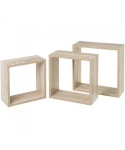 Wadiga Étagères Set De 3 étagères Murales Carrées En Bois 30x30x12cm -Vaisseliers Soldes Magasin set de 3 etageres murales carrees en bois 30x30x12cm 4