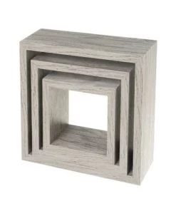 Wadiga Set De 3 Étagères Murales Carrées En Bois Gris - 25X25X9cm -Vaisseliers Soldes Magasin set de 3 etageres murales carrees en bois gris 25x25x9cm 3