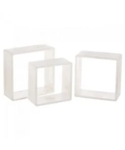 Wadiga Set De 3 Étagères Murales En Bois Gris - 30x30x12cm -Vaisseliers Soldes Magasin set de 3 etageres murales en bois blanchi 30x30x12cm 4