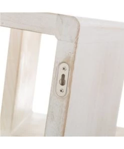 Wadiga Set De 3 Étagères Murales En Bois Blanchi - 38x38x20cm -Vaisseliers Soldes Magasin set de 3 etageres murales en bois blanchi 38x38x20cm 2