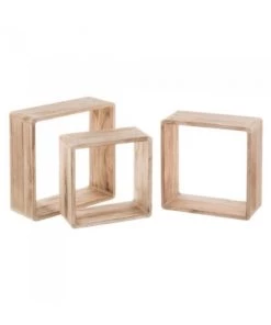 Wadiga Étagères Set De 3 étagères Murales En Bois De Palownia 30x30x12cm