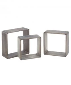 Wadiga Set De 3 Étagères Murales En Bois Gris - 30x30x12cm