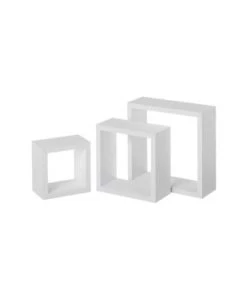 Wadiga Étagères Set De 3 étagères Murales En Bois MDF Blanc - 25x25x9cm