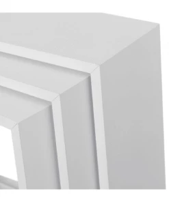 Wadiga Étagères Set De 3 étagères Murales En Bois MDF Blanc 30x30x12cm -Vaisseliers Soldes Magasin set de 3 etageres murales en bois mdf blanc 30x30x12cm 2