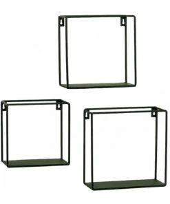 Wadiga Étagères Set De 3 étagères Murales En Métal Noir Longueur 16/18/20cm