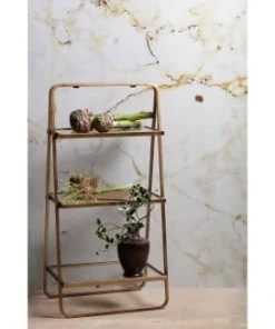 Bepurehome Étagères Table D'appoint Avec 3 étagères Métal Doré 106x58x33 -Vaisseliers Soldes Magasin table d appoint avec 3 etageres metal dore 106x58x33 4