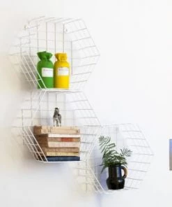 PIB Étagères Trio D'étagères Murales En Métal Blanc -Vaisseliers Soldes Magasin trio d etageres murales en metal blanc 3