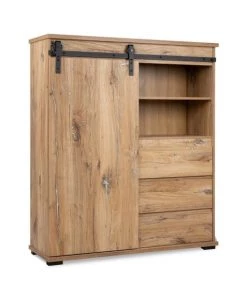 Calicosy Vaisseliers Vaisselier 1 Porte Coulissante 3 Tiroirs 2 Niches L120 Cm - Marron -Vaisseliers Soldes Magasin vaisselier 1 porte coulissante 3 tiroirs 2 niches l120 cm marron 2