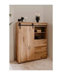 Calicosy Vaisseliers Vaisselier 1 Porte Coulissante 3 Tiroirs 2 Niches L120 Cm - Marron -Vaisseliers Soldes Magasin vaisselier 1 porte coulissante 3 tiroirs 2 niches l120 cm marron 3