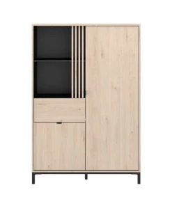 Calicosy Vaisseliers Vaisselier 2 Portes 1 Tiroir L100 X H148 Cm - Décor Chêne Et Noir