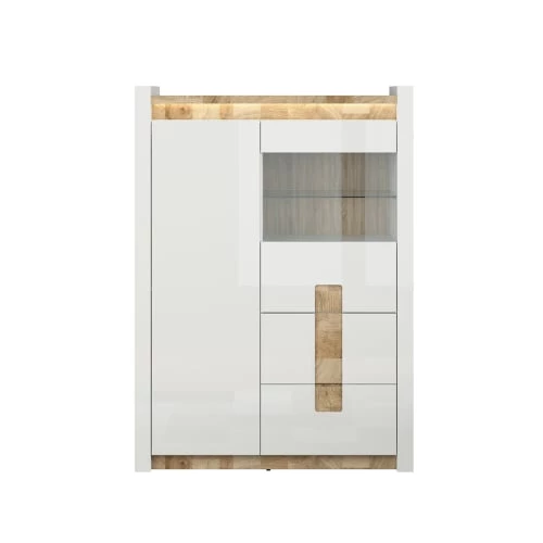 Brw Vaisseliers Vaisselier 2 Portes 2 Tiroirs Avec Led Blanc Laqué Et Naturel 2 Brw Vaisseliers Vaisselier 2 Portes 2 Tiroirs Avec Led Blanc Laqué Et Naturel – Image 2