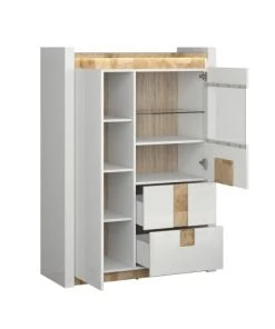 Brw Vaisseliers Vaisselier 2 Portes 2 Tiroirs Avec Led Blanc Laqué Et Naturel 5 Brw Vaisseliers Vaisselier 2 Portes 2 Tiroirs Avec Led Blanc Laqué Et Naturel -Vaisseliers Soldes Magasin vaisselier 2 portes 2 tiroirs avec led blanc laque et naturel 2