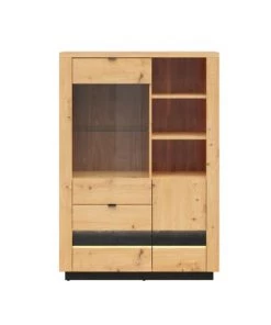 Brw Vaisseliers Vaisselier 2 Portes 2 Tiroirs Avec Led Naturel Et Noir -Vaisseliers Soldes Magasin vaisselier 2 portes 2 tiroirs avec led naturel et noir 2