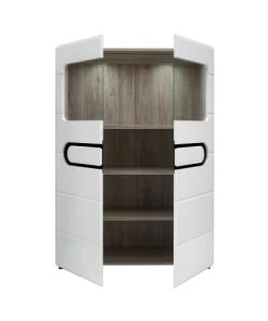 Brw Vaisseliers Vaisselier 2 Portes Avec Led Blanc Et Noir Laqué -Vaisseliers Soldes Magasin vaisselier 2 portes avec led blanc et noir laque 2