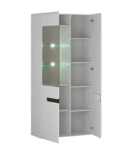 Brw Vaisseliers Vaisselier 2 Portes Avec Led Blanc Laqué Et Naturel -Vaisseliers Soldes Magasin vaisselier 2 portes avec led blanc laque et naturel 2