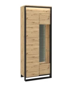 Lnt Vaisseliers Vaisselier 2 Portes Avec Led Naturel Et Noir