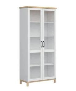 Brw Vaisseliers Vaisselier 2 Portes Blanc Et Naturel