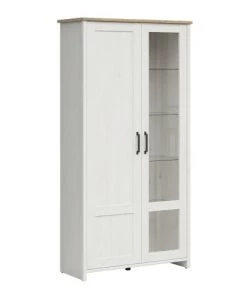 Brw Vaisseliers Vaisselier 2 Portes Blanc Et Naturel