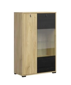 Brw Vaisseliers Vaisselier 2 Portes Naturel Et Noir