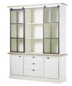 Vaisseliers Soldes Magasin -Vaisseliers Soldes Magasin vaisselier 4 portes en manguier massif blanc et verre trempe 1000 9 11 188488 2