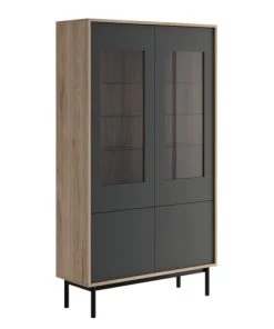 Its Vaisseliers Vaisselier 4 Portes Naturel Et Gris Anthracite Mat