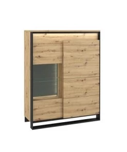 Lnt Vaisseliers Vaisselier Bas 2 Portes Avec Led Naturel Et Noir