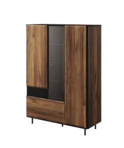 Lnt Vaisseliers Vaisselier Bas 3 Portes 1 Tiroir Naturel Et Noir