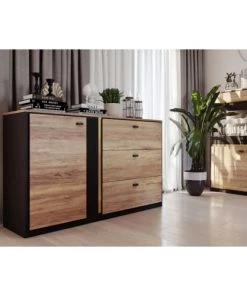 Lnt Vaisseliers Vaisselier Bas 4 Portes Avec Led Naturel Et Noir 5 Lnt Vaisseliers Vaisselier Bas 4 Portes Avec Led Naturel Et Noir -Vaisseliers Soldes Magasin vaisselier bas 4 portes avec led naturel et noir 2