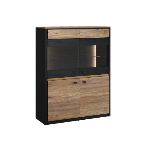 Lnt Vaisseliers Vaisselier Bas 4 Portes Avec Led Naturel Et Noir 1 Lnt Vaisseliers Vaisselier Bas 4 Portes Avec Led Naturel Et Noir