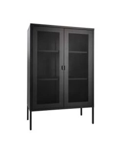 House Nordic Vitrines Vaisselier En Métal Avec Portes Grillagées Noir -Vaisseliers Soldes Magasin vaisselier en metal avec portes grillagees noir 2