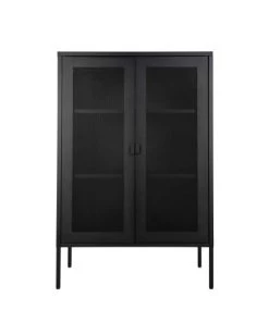 House Nordic Vitrines Vaisselier En Métal Avec Portes Grillagées Noir